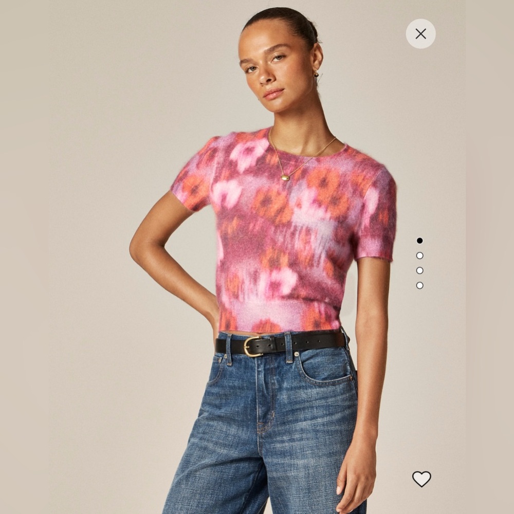 J.Crew Brushed Cashmere T-shirt in Watercolor Floral (NWT)